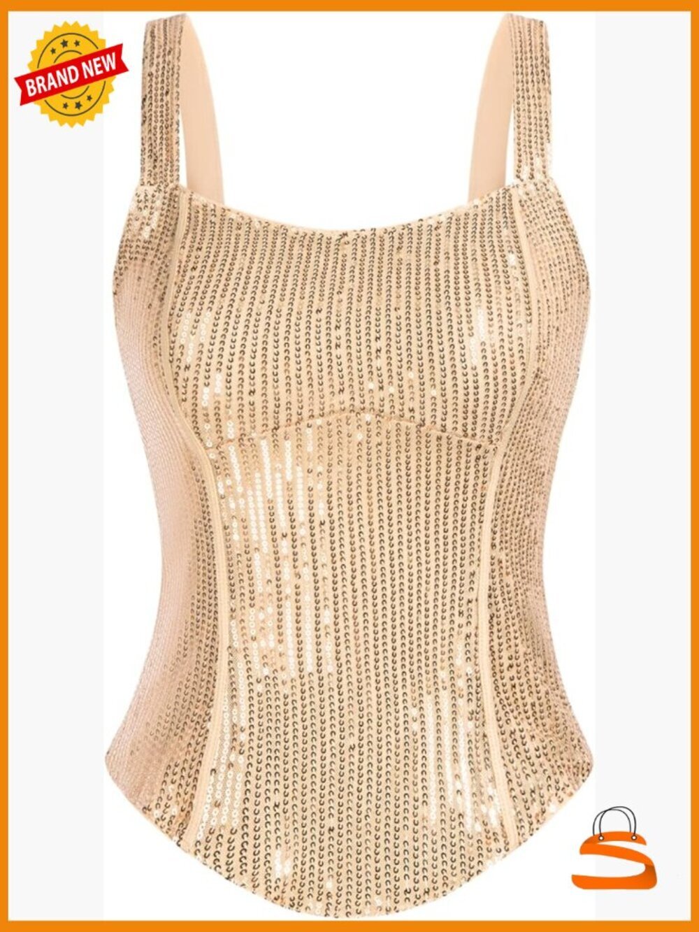 Sequin Corset Bustier Tank Top Sleeveless Sparkle